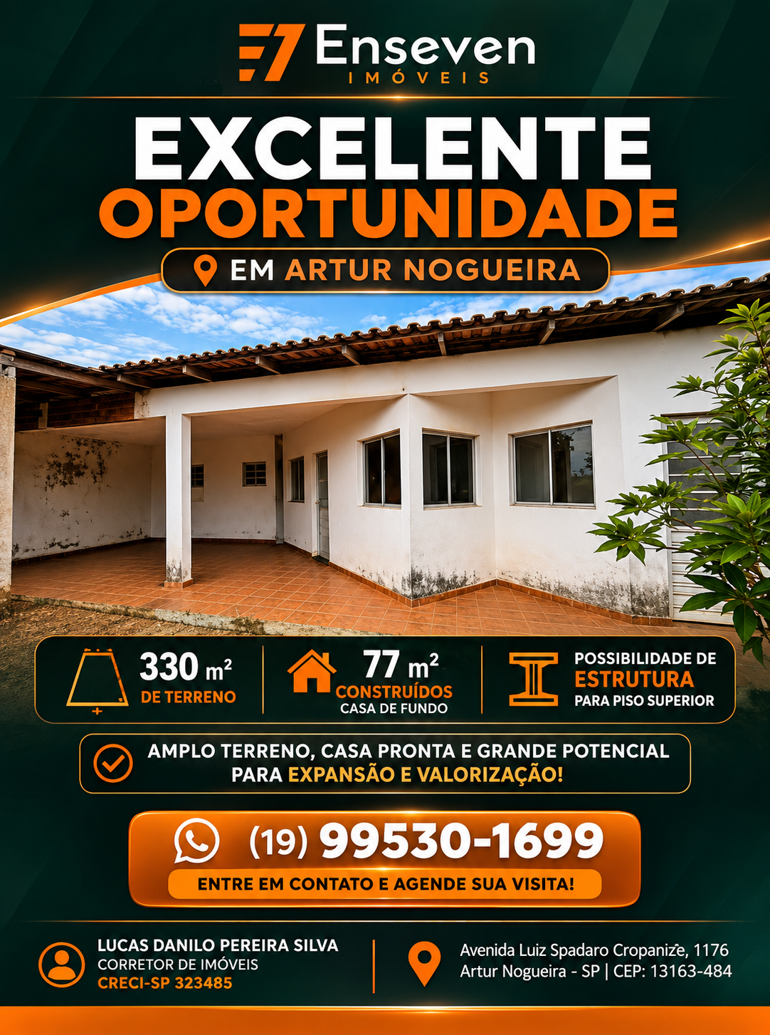 Casa à venda no São Miguel, Artur Nogueira, com terreno de 330 m²
